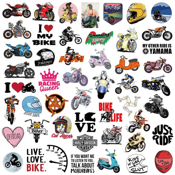 50pcs Bike Motosiklet Stickers'ı seviyorum, kaykay dizüstü bilgisayar bagajı bisiklet motosiklet telefon araba çıkartmaları parti dekoru için paten aksesuarları