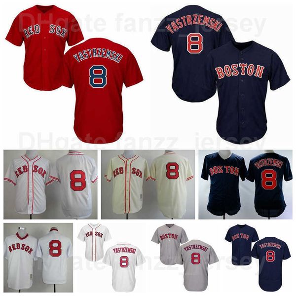 

1914 1936 1939 1967 retro baseball 8 carl yastrzemski jersey vintage cooperstown pullover cool base retire stitched navy blue white red grey, Blue;black