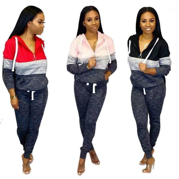 

two piece dress style women's plus-size matching colour hooded zipper casual suit for autumn/winter 2021 lounge wear, White