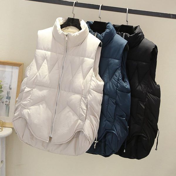 

women's vests waistcoat autumn/winter style outer wear down cotton korean version of the wild thin, Black;white
