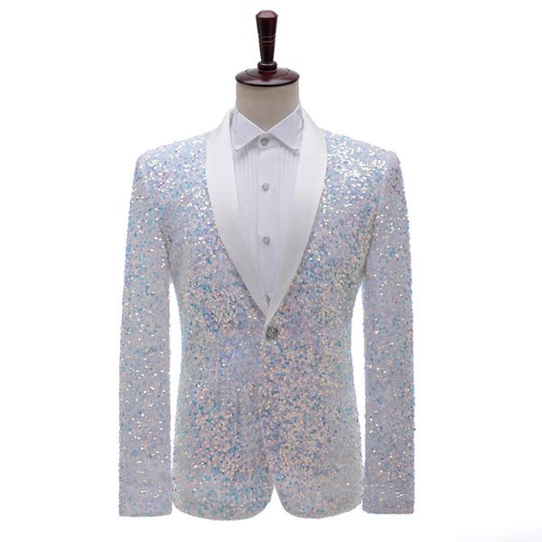 

fashion multi-color sequins blazer one button slim fit men suit jacket stage singer host costume shiny blazers nightclub tuxedo, Black;red