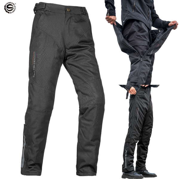 

winter keep warm trousers for men motorcycle riding pants waterproof women protective pants motocross quick-release trousers, Black