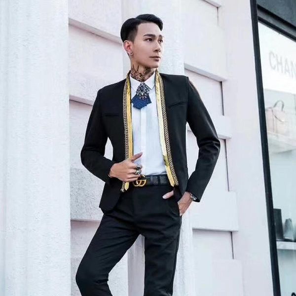 

men's suits & blazers metal sequins slim banquet suit men coat nightclub master clothes performance club stage blazer hombre autumn sma, White;black