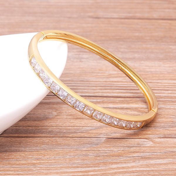 

luxury women zircon bracelets crystal bangle for female minimalist new fashion jewelry birthday new year gift wholesale, Black