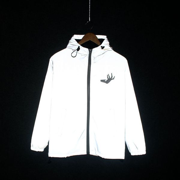 

reflective harajuku hip-hop hoodie streetwear bright night jacket z429, Tan;black