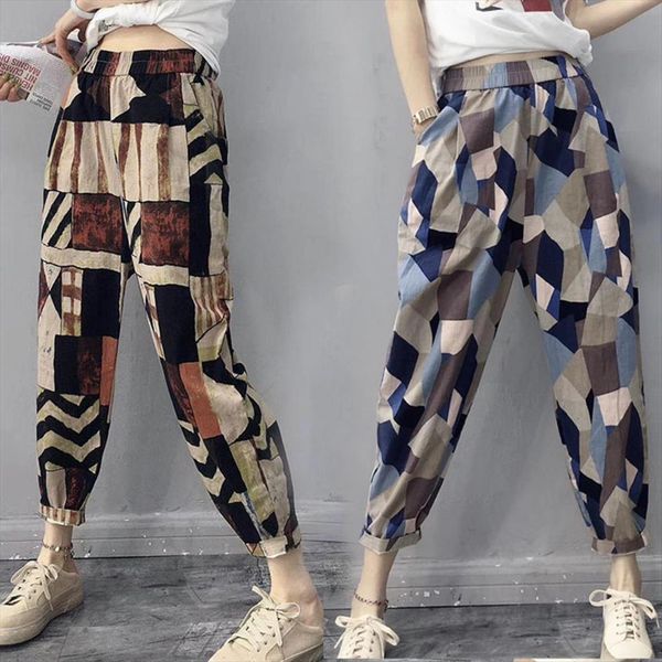 

vintage pattern ethnic summer girls women capri casual long fashion clothes teens sport harem ninth length, Black;white