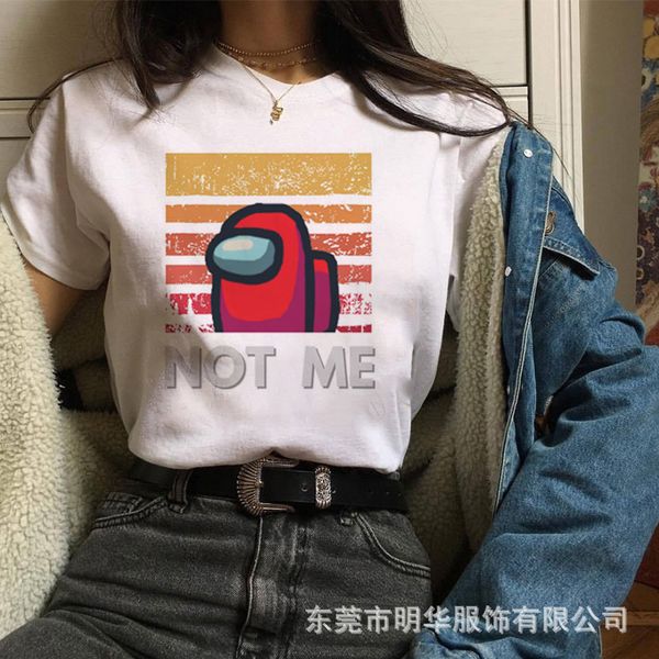 

summer new us everyone floats series pattern prints a hundred south korean women's t-shirts, White