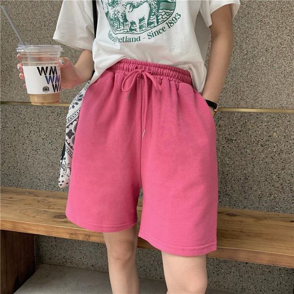 

women's shorts relaxed age reducing elastic waist sports casual solid versatile summer, White;black