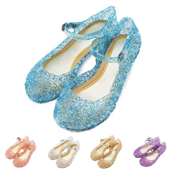 

girls soft leather sandals baby kids summer crystal shoes 5 colors princess birthday party cosplay accessories children's shoes 210306, Black;red