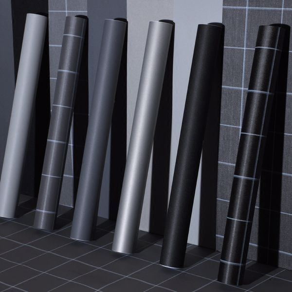 Impermeável PVC vinil preto xadrez branco auto adesivo papel de parede cozinha armário armário mobiliário porta renovação parede adesivos de parede 210308