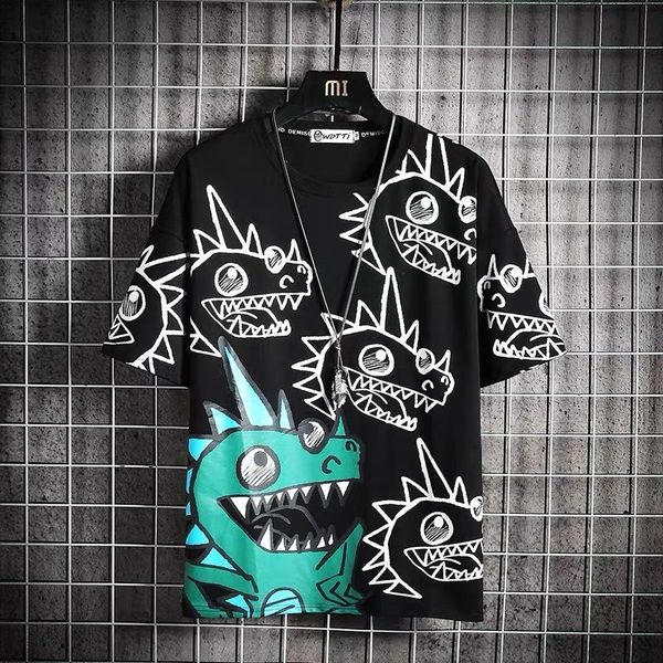 

2021 new camisa de vero desenhos animados dos homens das 6kzm, Black