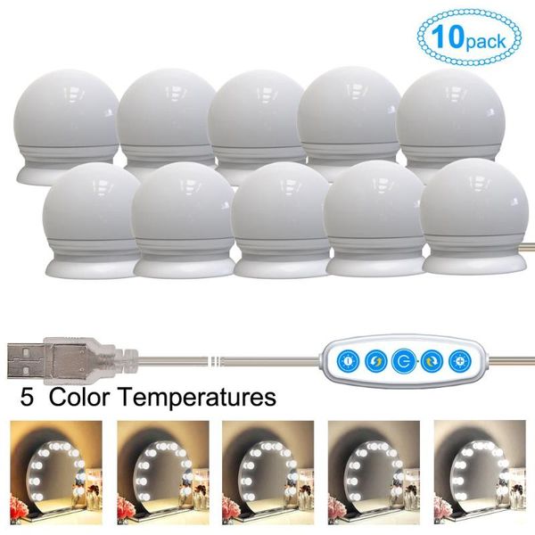

usb 5v led makeup mirror light bulb hollywood vanity lights dimmable wall lamp 10 bulbs kit for dressing table make up lighting