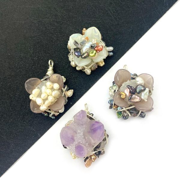 

charms baroque pearl pendant necklace pack crystal irregular shape colorful winding diy making bracelet accessories designer, Bronze;silver