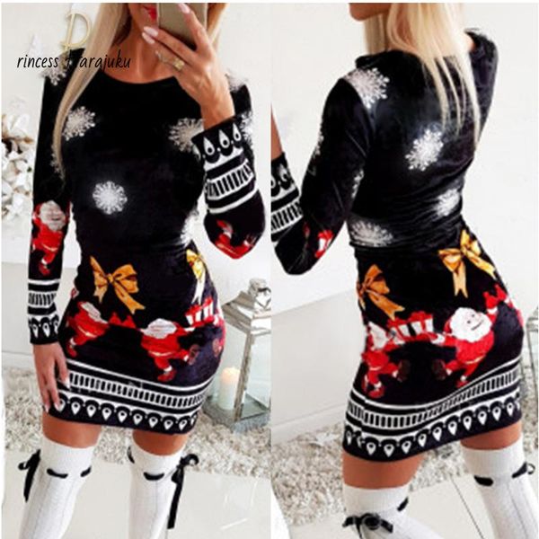 

casual dresses 2021 fashion harajuku for women christmas dress knitted print woman long sleeve fall/winter clothes female, Black;gray