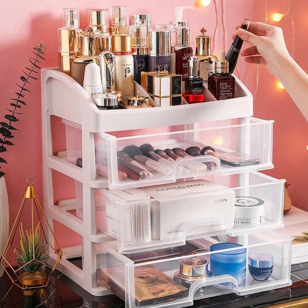 

storage boxes & bins jewelry container case makeup brush holder box organizer drawers plastic cosmetic necklace rack