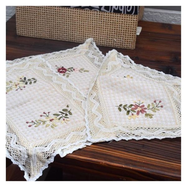 

mats & pads lace cotton table place mat pad cloth embroidery pan placemat cup mug wedding tea coffee drink dining doily kitchen