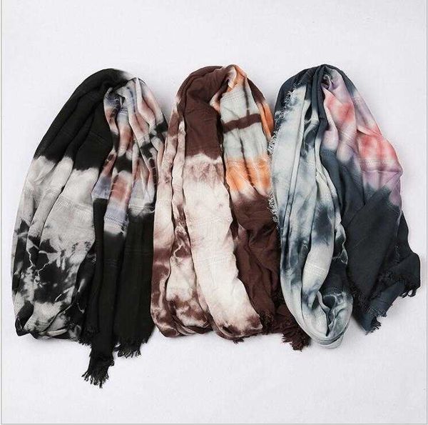 Весна хлопок Maxi шарфы обертки женские мусульманские Hijab Headscarf тюрбан галстук краситель солнцезащитный крем длинные шали мягкие бахромы follard 200x95cm q0828