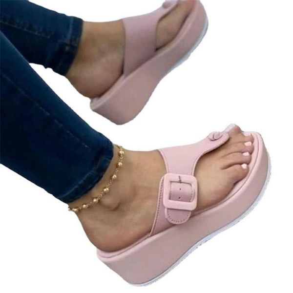 

slippers europe summer 2021 women wedges fashion beach flip flops sandals plus size shoes, Black