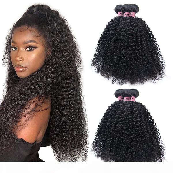 

nami hair brazilian virgin hair weaves kinky curly 3 bundles 100% human hair extensions natural color, Black