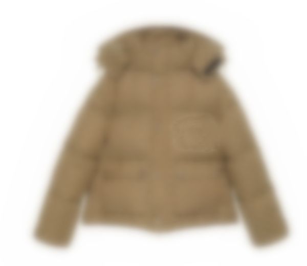 

men brown canvas padded down jacket designer women zipper pockets nylon coat hooded drawstring winter warm outwear, Black
