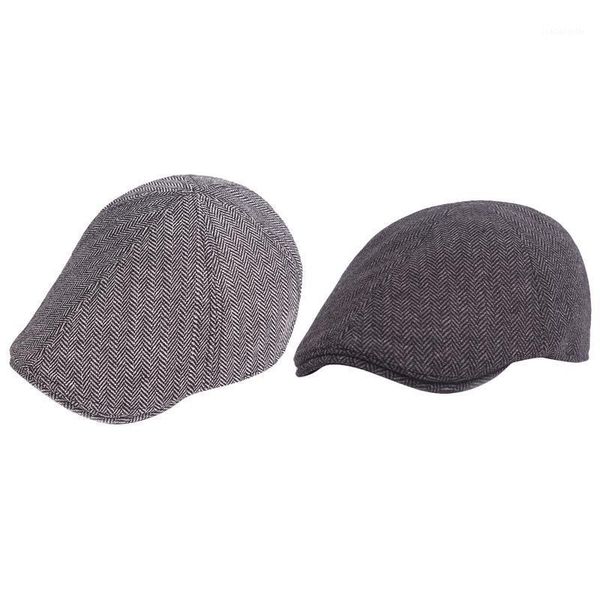 

berets beret men women vintage plaid hats casual winter outdoor warm flat cap duckbill caps, Blue;gray