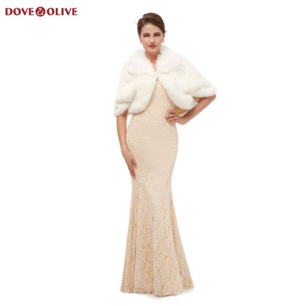 

wraps & jackets ivory bolero faux fur stole shrug 2021 cloaks women coat bridal capes winter wedding jacket capas, White