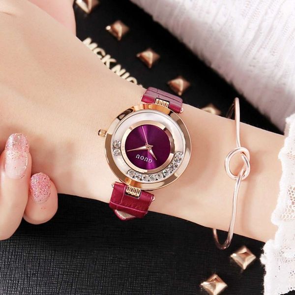 

diamond guou quicksand belt waterproof women's watch, Slivery;brown