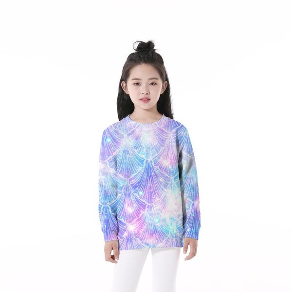 

women's hoodies & sweatshirts 2021 brand big children sweatshirt young fashion 3d purple seashell print o-neck jogger teenagers unisex, Black
