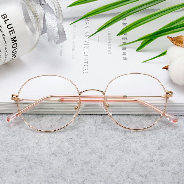 

design glasses new short-sighted spectacle frame fashion korean student round women's thin face decorative flat lens 18030 qbtq, White;black