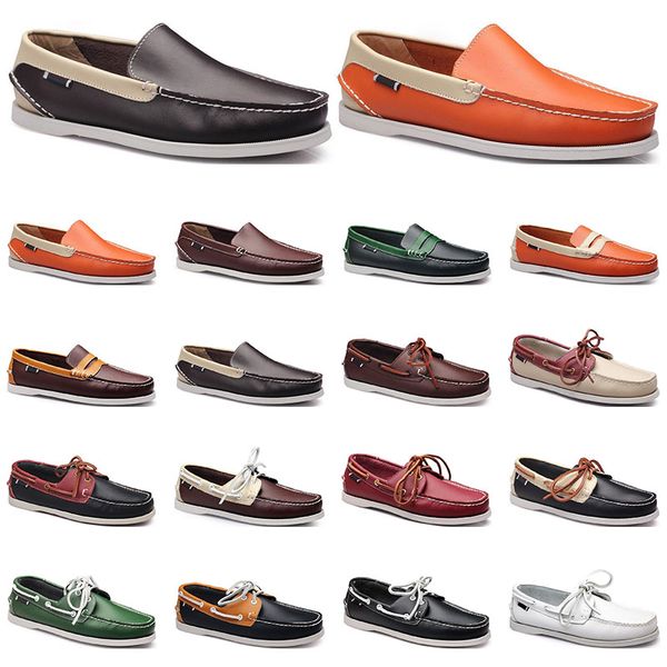 

womens sneakers sailing shoe mens casual leather shoes black white red green orange brown outdoor trainers size 38-45 eighty five
