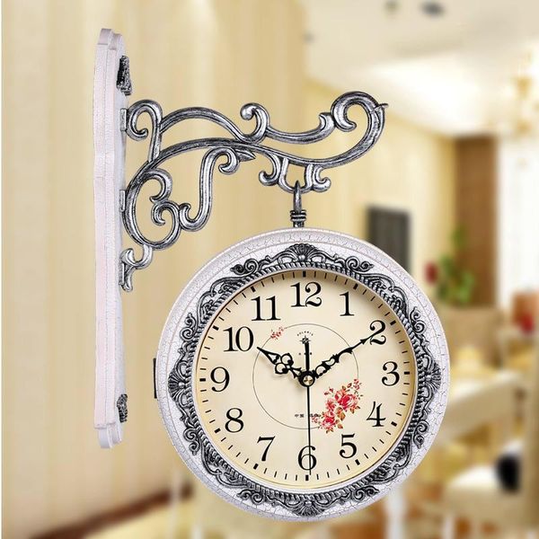 

double face large wall clock room decor vintage wall watch digital clocks mechanism modern design home decoration accessories wf