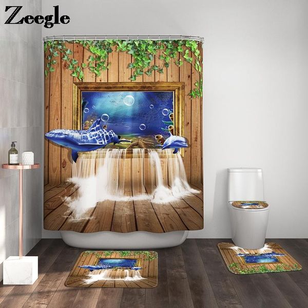 

bath mats pastoral style bathroom waterproof foot carpet toilet seat cover shower curtain rugs suit machine washable