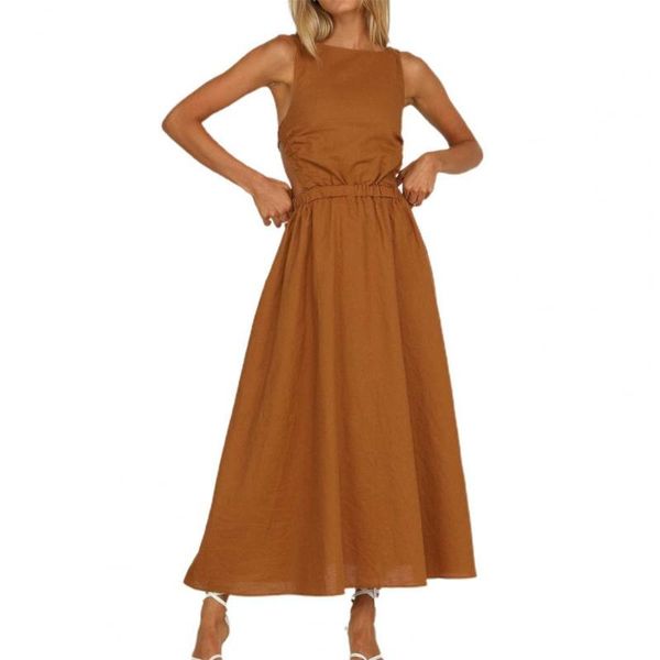 

casual dresses special dress backless elastic waist soft long for dating, Black;gray