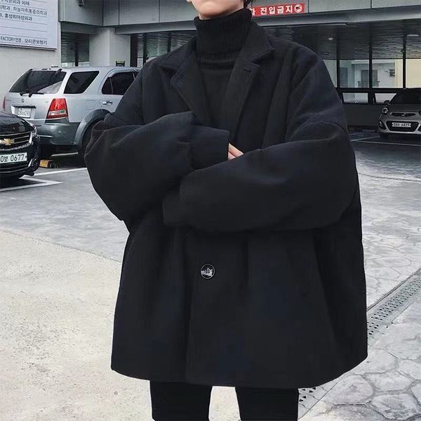 

autumn and warm winter jacket of men coat wool-mixer s-3xl m4g1, Black