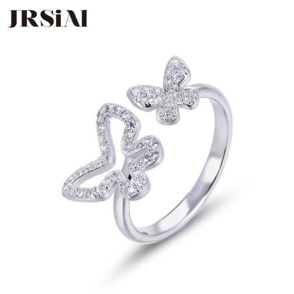 

cluster rings jrsial 925 sterling silver jewelry ring sweet butterfly resizable finger woman, Golden;silver
