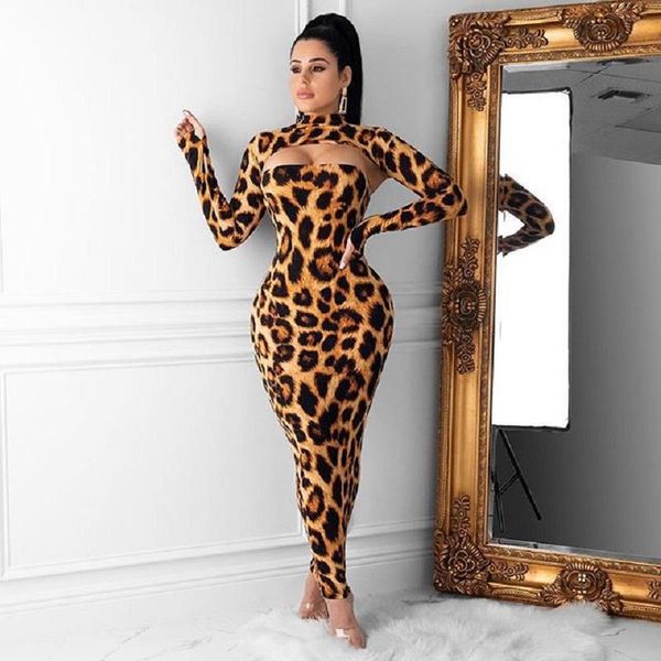 

two piece dress leopard 2 set lady stand collar full sleeve extra short + strapless tight long club outfit ddf0729, White