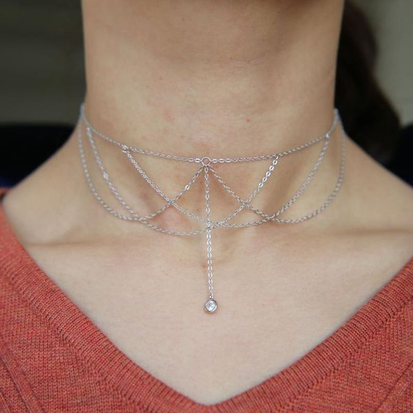 

chains famshin 2021 delicate women necklace y lariat dainty gold color 925 sterling silver chain choker
