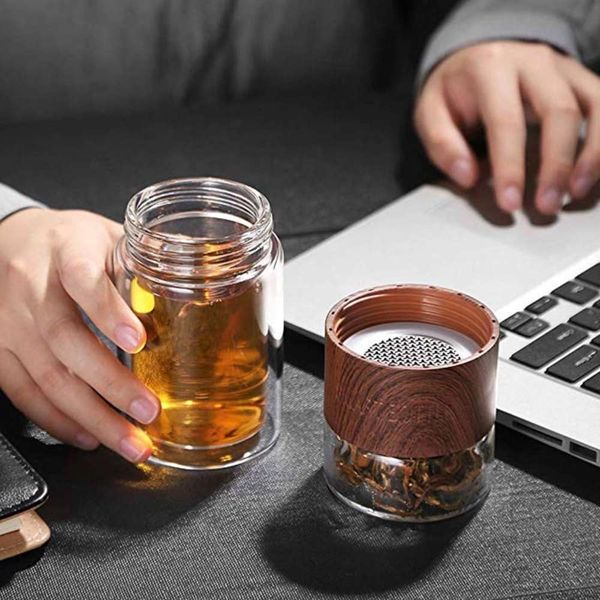 

200ml glass tea water bottle with bag tea filter separation infuser tumbler double tea bottle portable drinkware glass