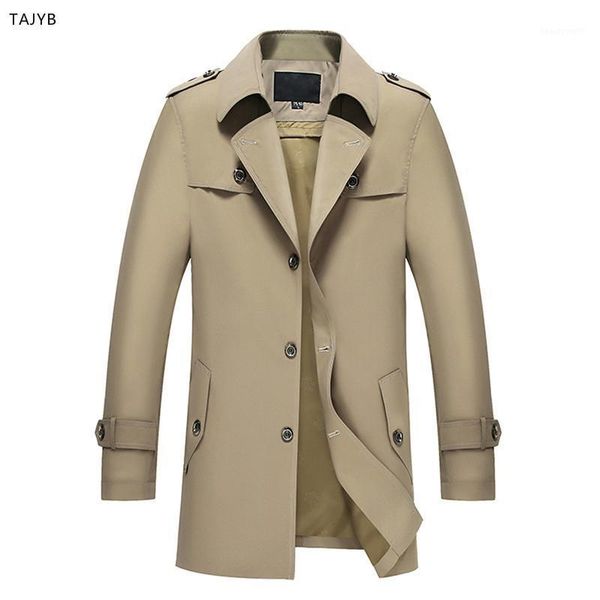 

spring and autumn windbreaker men's business quality jacket fashion style male clothing trench coats, Tan;black
