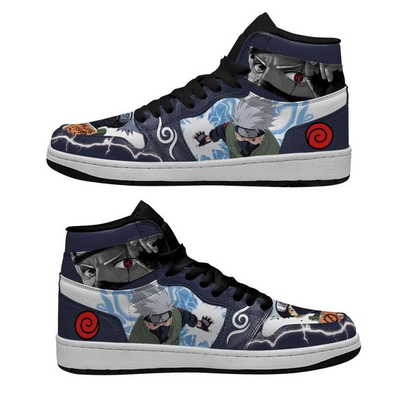 

diy anime custom shoes casual sneakers naruto kakashi classic jumpmen 1s mid cut boot fashion design shoes creative ninjafor men youth