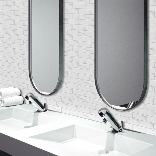 

wall stickers 6pcs simple nordic style bedroom kitchen bathroom decorating supplies white marble tile home decor wallpaper