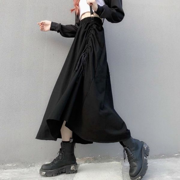 

2021 new long black gothic autumn streetwear y2k skirt harajuku bandage designer korean skirts fall women clothing 2p4q
