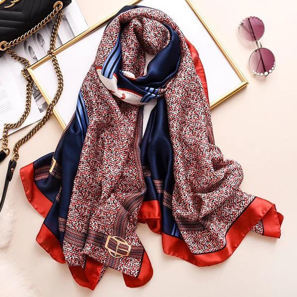 

scarves yulaili 2021 women fashion print silk scarf lady shawls and wraps spring summer sunscreen beach stoles, Blue;gray