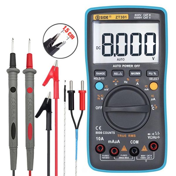 

multimeters zt301 zt302 digital multimeter 8000 9999 counts true rms multifunction ac/dc voltage temperature capacitance tester dmm