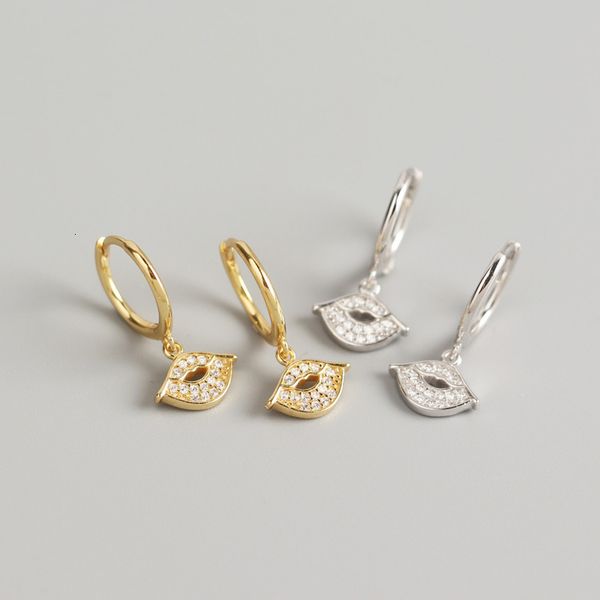 

yhe0206 s925 silver ins wind lips inlaid with drill earrings and ear clasps, Golden