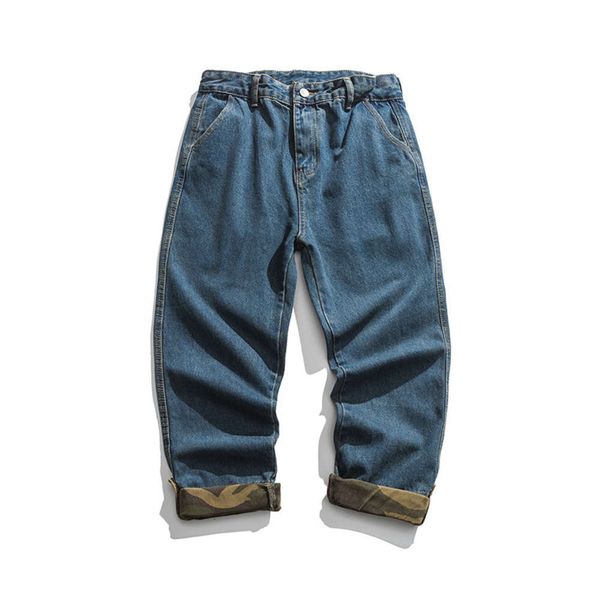 

2021 spring men's jeans fashion brand solid color basic youth leisure pants, Blue