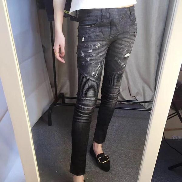 

women's jeans vetore brand autumn tight black ladies stretch denim pencil pants motorcycle women large size, Blue