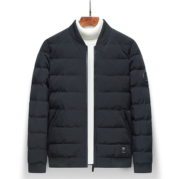 

winter jacket men fake down men jackets parka men winter warm outwear brand slim mens coats casual windbreak 211129, Black