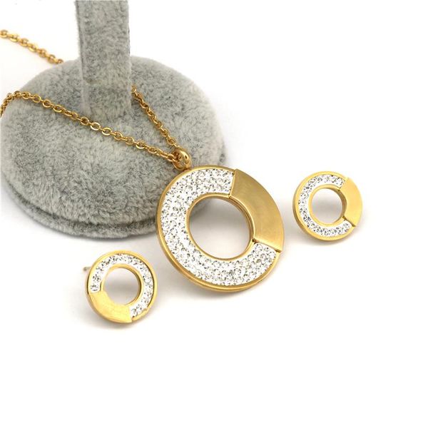 

earrings & necklace stainless steel jewelry sets fashion party wedding for women set, Silver