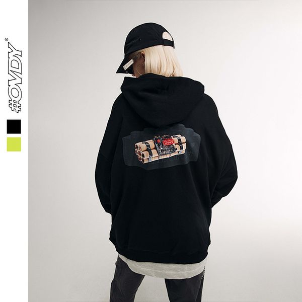 

wxwovdy 2021 autumn winter new street hip hop personalized couple's building block bomb printed casual hoodie, Black